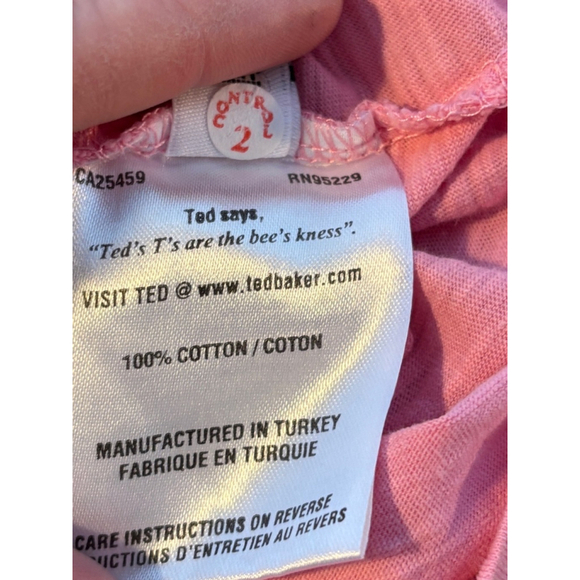 Ted Baker Embroidered 1988 Pink Cotton Crew Neck T'Shirt Men's Size 6 XL - Picture 9 of 11